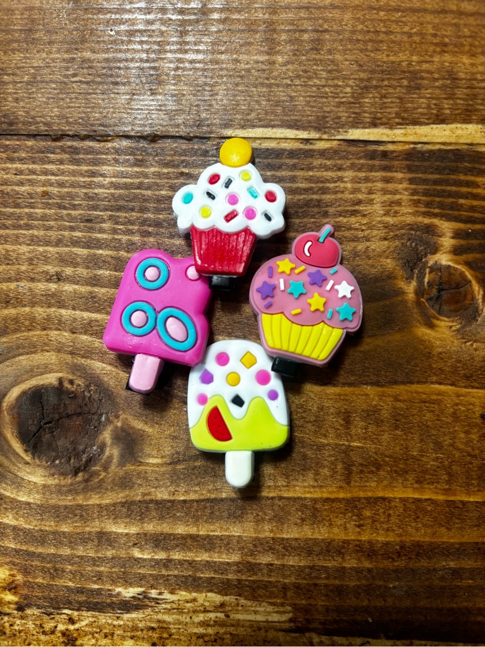 Kids Cupcake & Popsicle Toy Charms - Pink, White, Yellow, Green